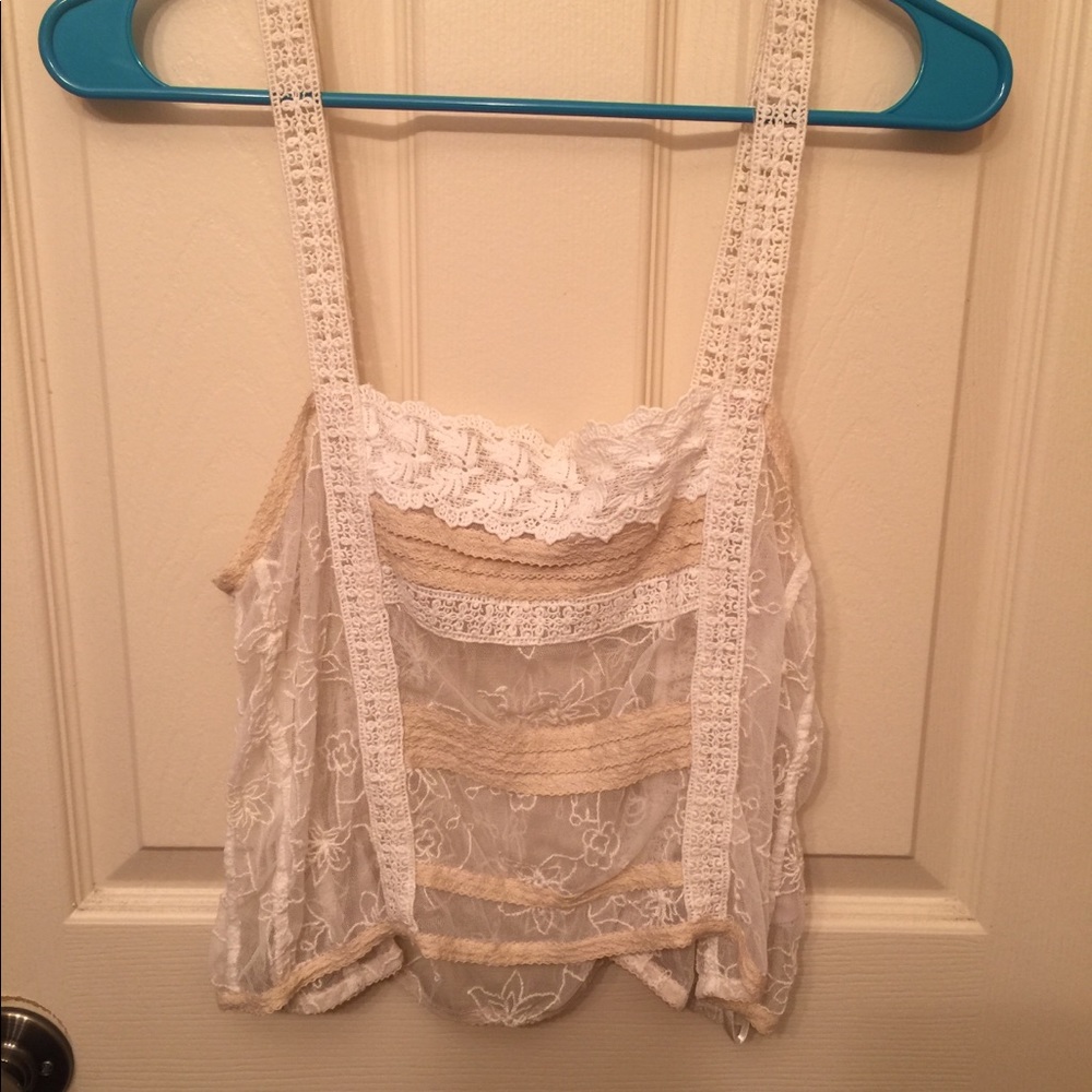 Free People Boho Lace Crop Vintage Feel Top